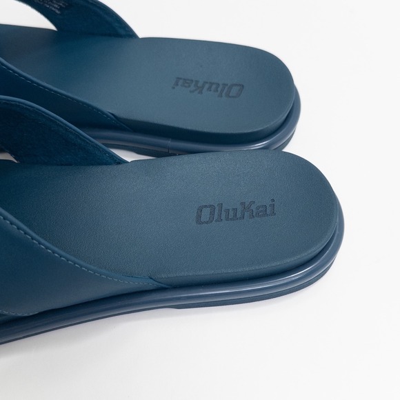 Olukai La'i Slide Sandals Women 8 Blue Tortoise Buckle Comfort Slip-On 31473-00 - Picture 6 of 16